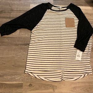 3/4 Sleeve Stripped Top
